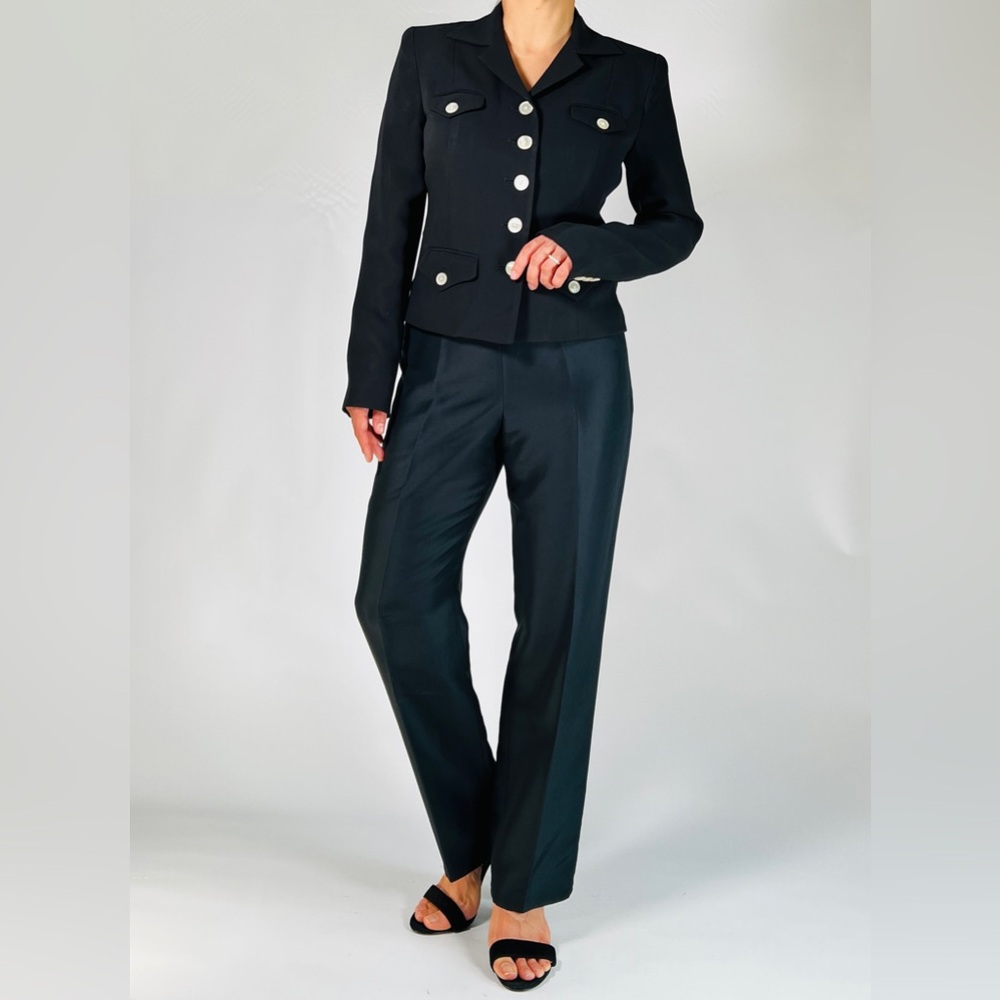 LAUREN RALPH LAUREN Womans Blazer Size 6 Black Silk Fitted - Picture 3 of 13